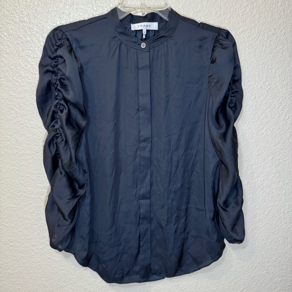 FRAME button up ruffle sleeve blouse S